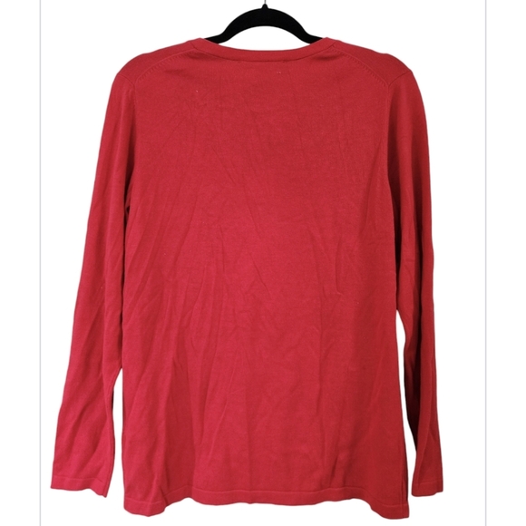 NEW! TOMMY HILFIGER Ivy Studded Argyle V-Neck Sweater, Size M, Red/gold - Picture 4 of 6